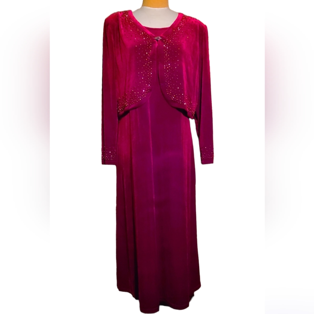 Vintage R&M Richards Red Formal Cocktail Party Holiday Xmas 2 Piece Jacket Dress
